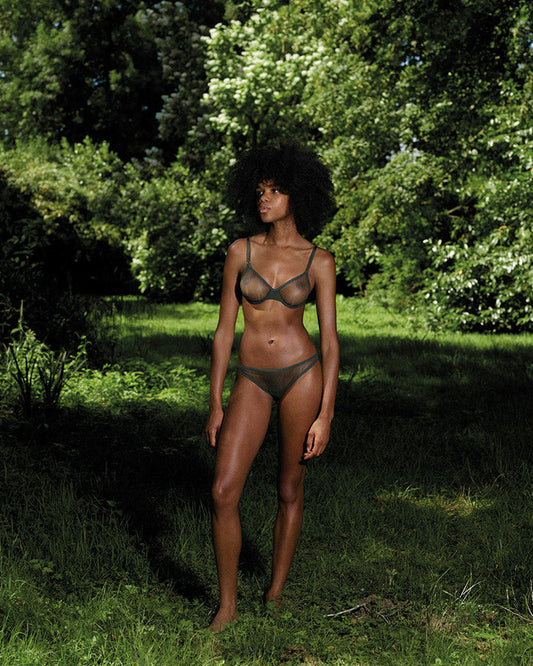 Yasmine Eslami: Jeanne Mesh Underwire Bra - Black Forest