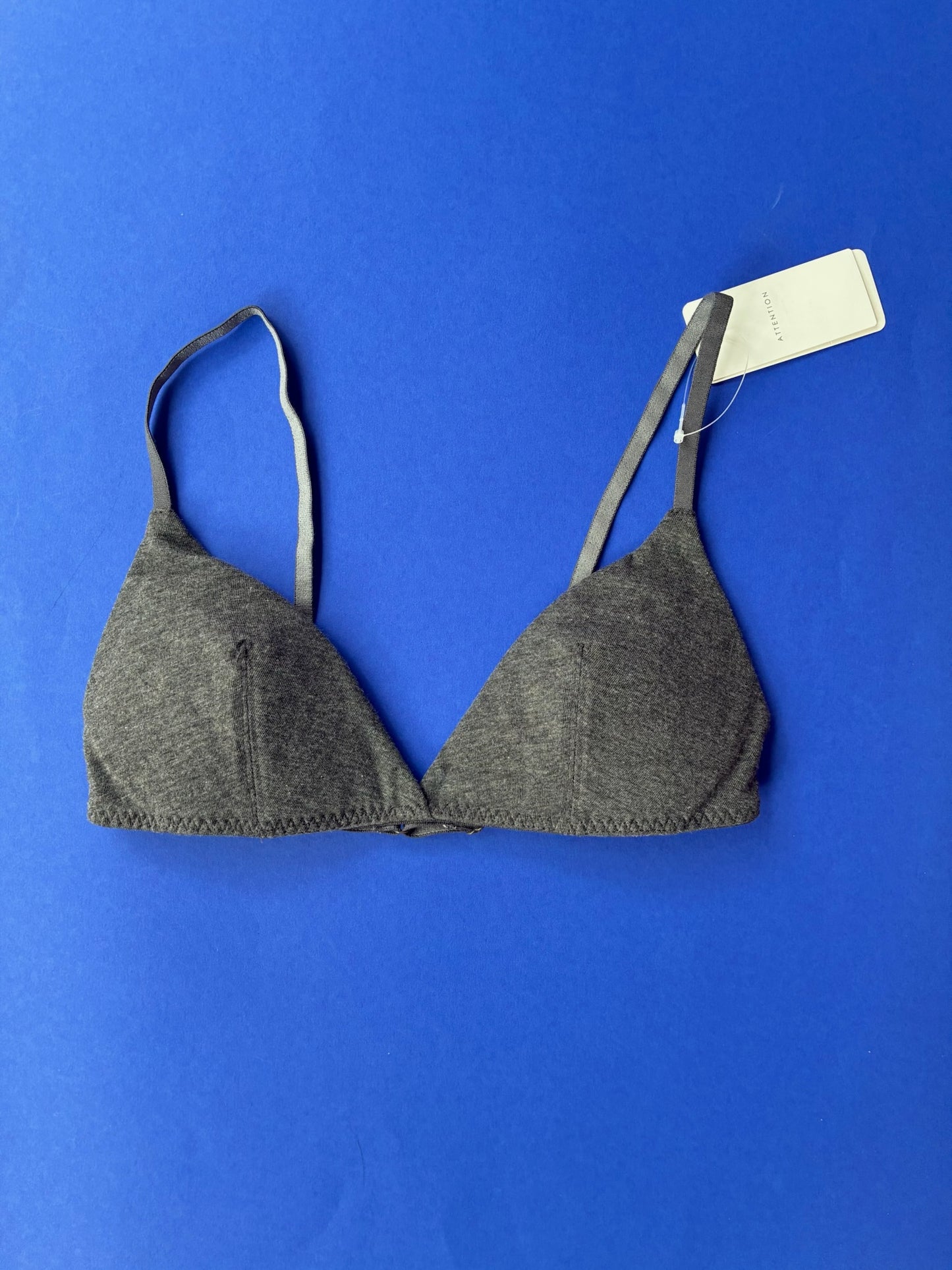 L'ANGÉLIQUE: Wireless Padded Wool Cotton Triangle Bra - Charcoal