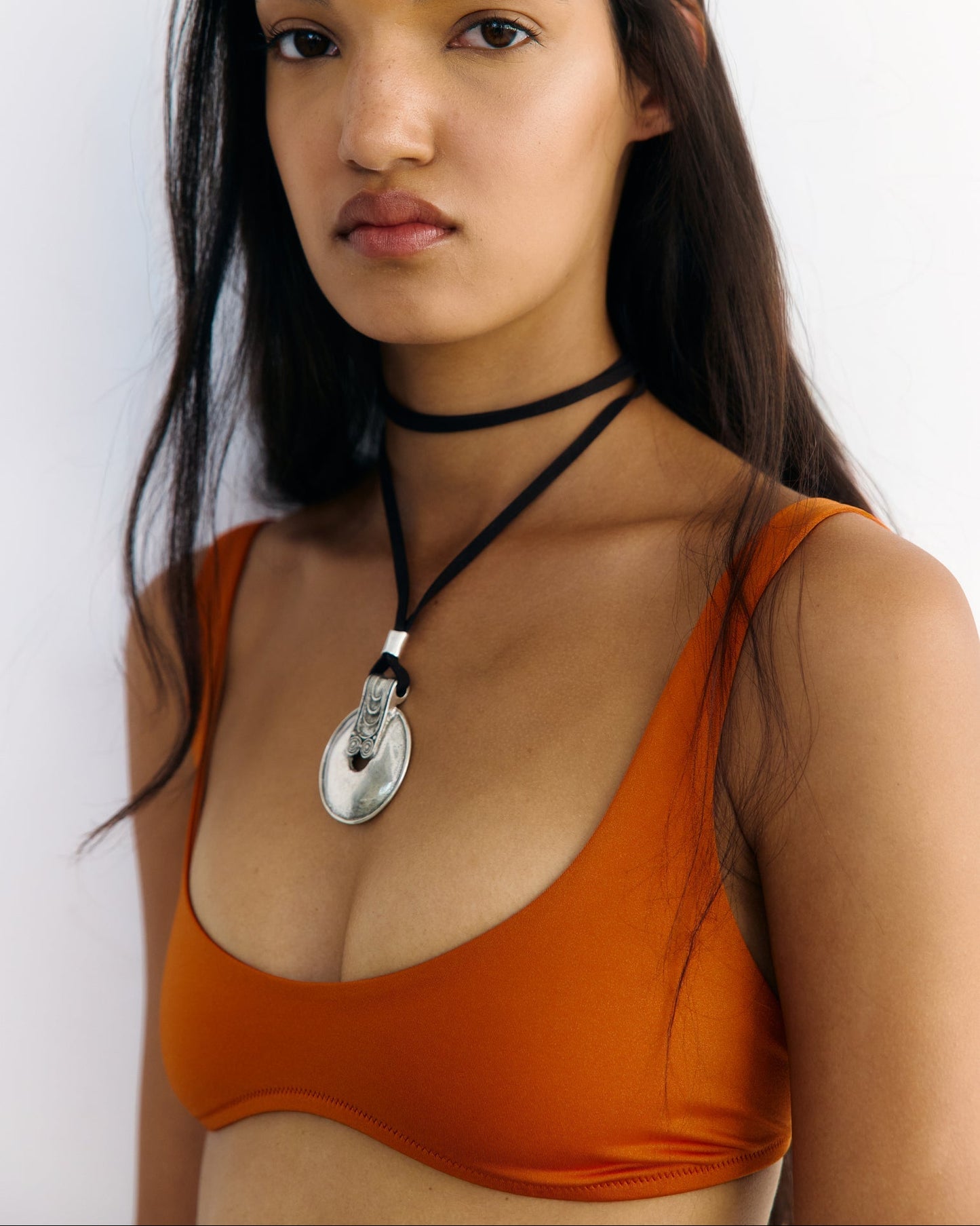 Anane: Nora Scoop Neck Bikini Top - Orange Sunset