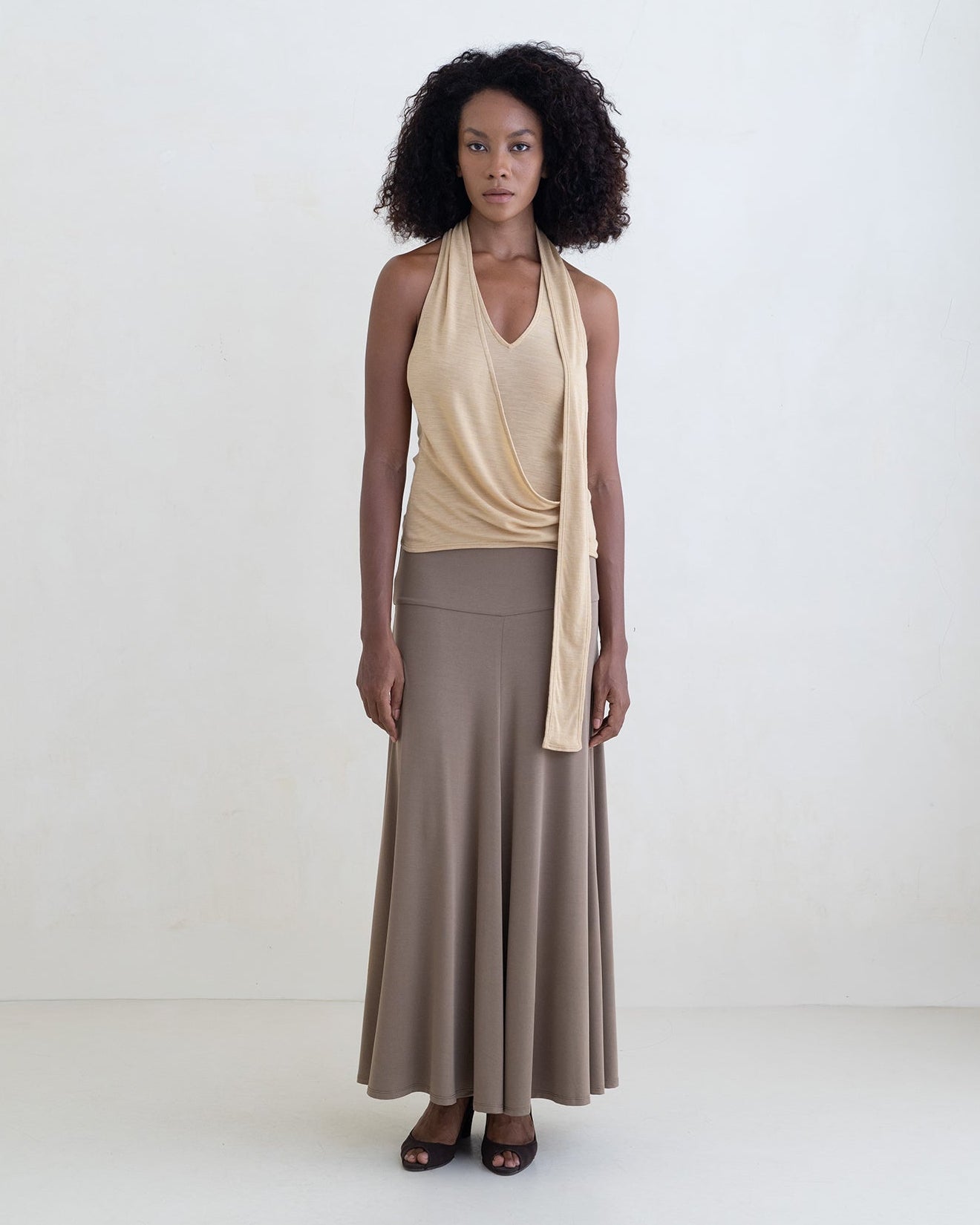 Belle Anna: Duo Scarved Top - Yellow