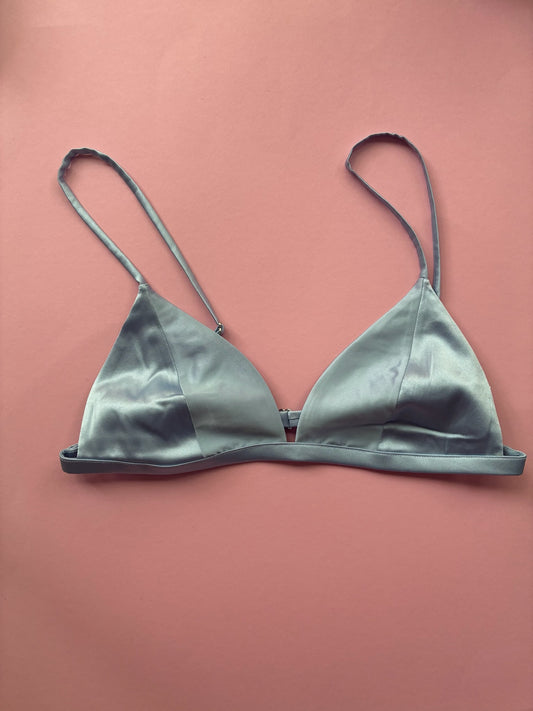 Fleur du Mal: Silk Satin Triangle Bra - Ice Queen