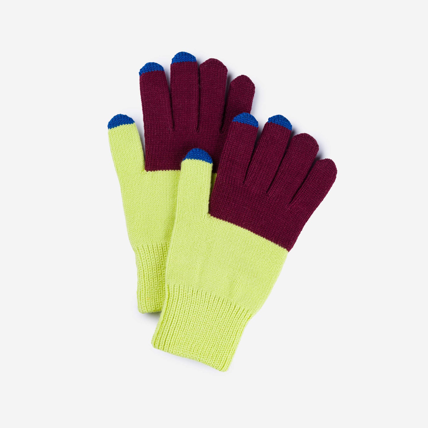 Verloop: Colorblock Touchscreen Gloves - Lime Wine Red