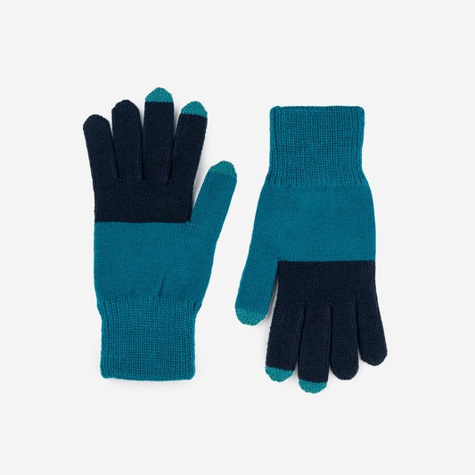 Verloop: Colorblock Touchscreen Gloves - Navy Teal