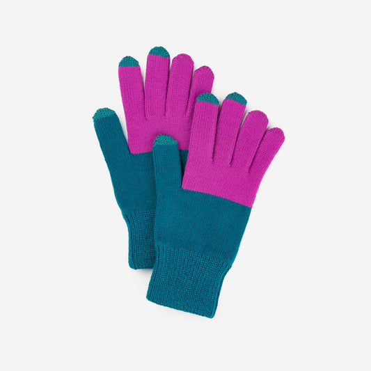 Verloop: Colorblock Touchscreen Gloves - Teal Magenta