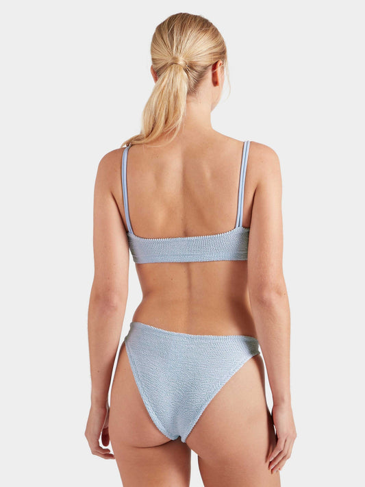 Hunza G: Cassie Beaded Bandeau Bikini Set - Metallic Ice Blue