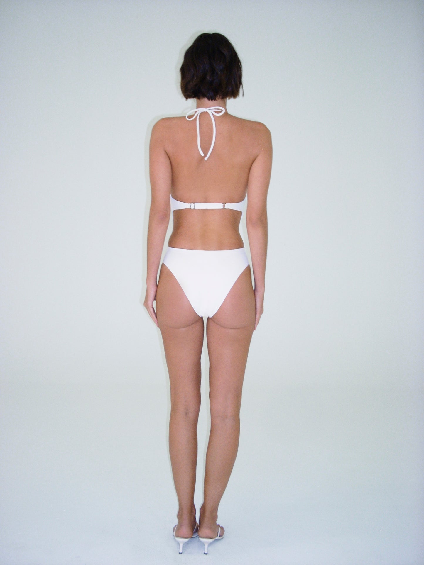 Ziah: Plunge Halter One Piece - Ecru
