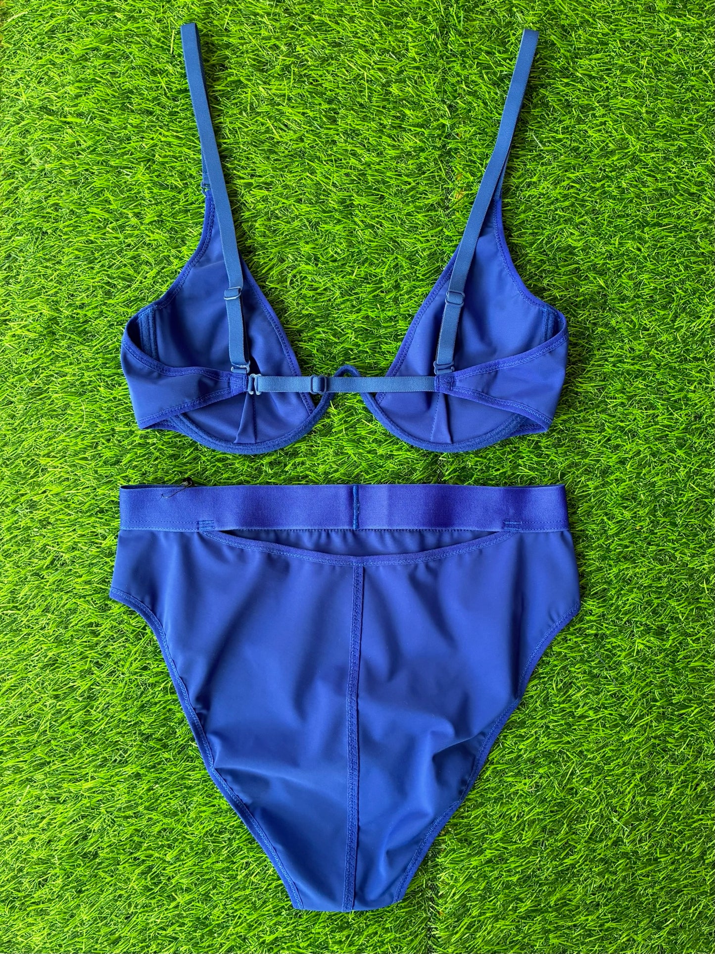 La Fille d'O: Cherry High-Waisted Bikini Bottom - Bic Blue