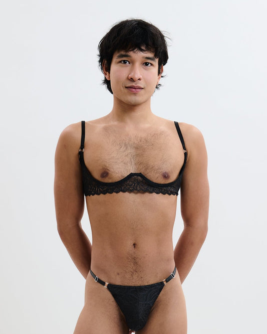 Full Of Desire: Louis Lace Cupless Bra - Black