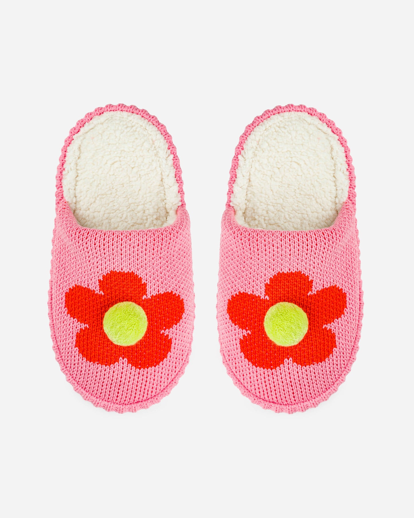 Verloop: Flower Pom Slide Slippers - Pink