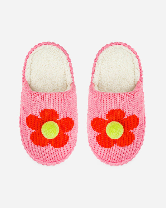 Verloop: Flower Pom Slide Slippers - Pink