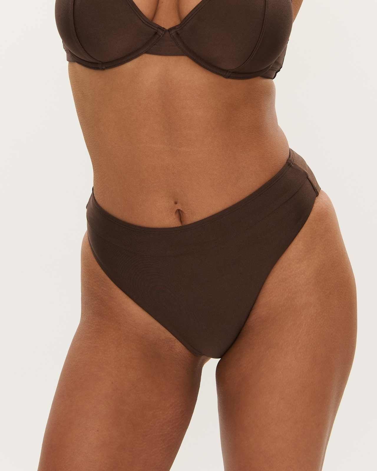 RAQ: High Leg Bikini Brief Bottom - Hot Chocolate Shimmer