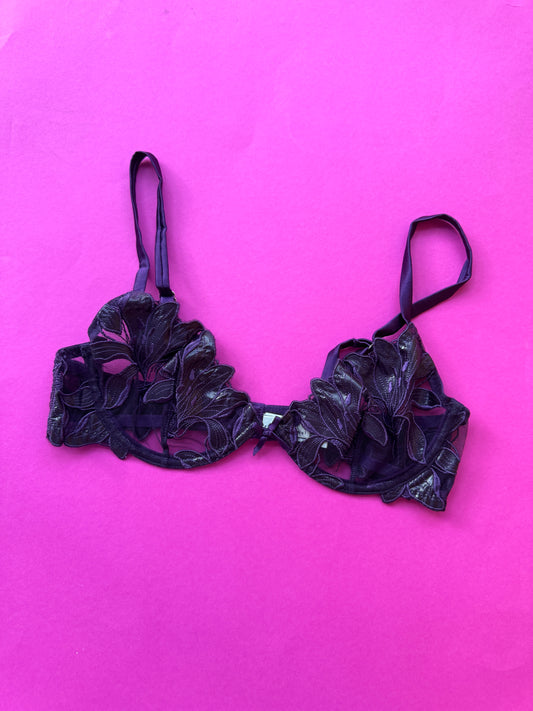 Fleur du Mal: Lily Lace Demi Bra - Aubergine