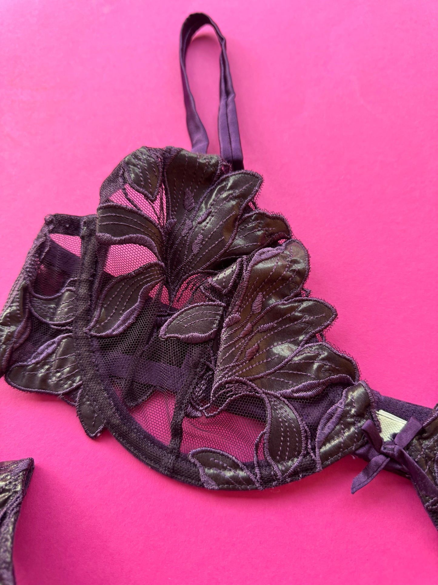 Fleur du Mal: Lily Lace Demi Bra - Aubergine