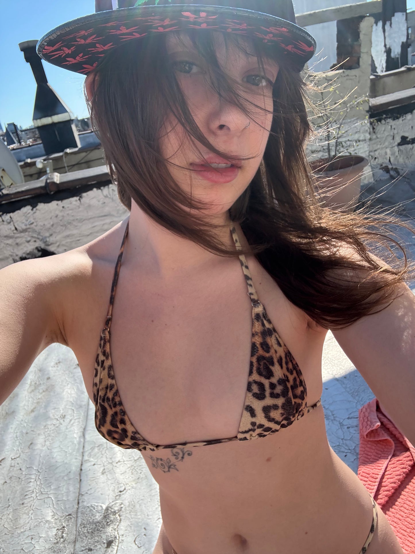 Yasmine Eslami: Mica Triangle Bikini Top - Leopard