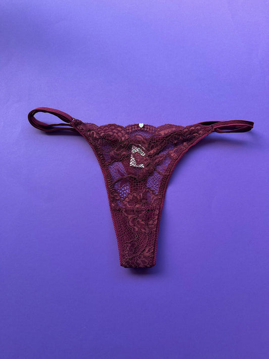 Clo: Fortuna Lace Adjustable String Thong - Crushed Berry