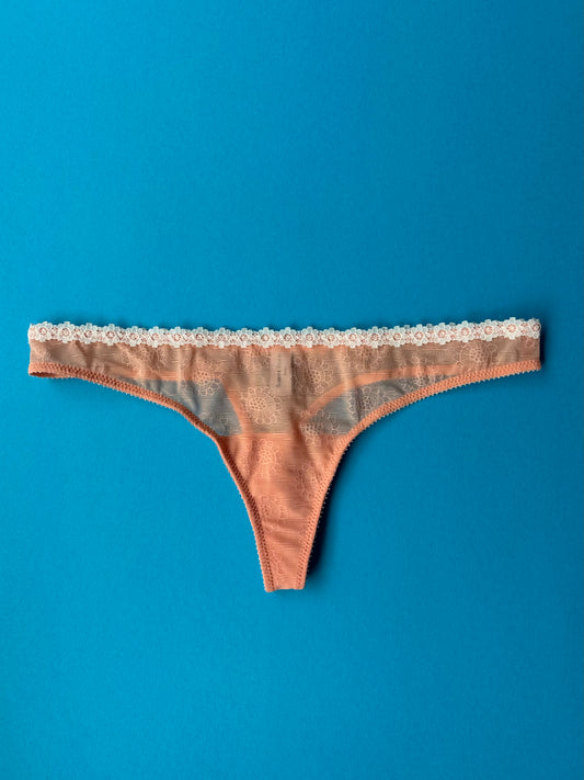 Yasmine Eslami: Tamara Flower Mesh Lace Thong - Orange Blossom