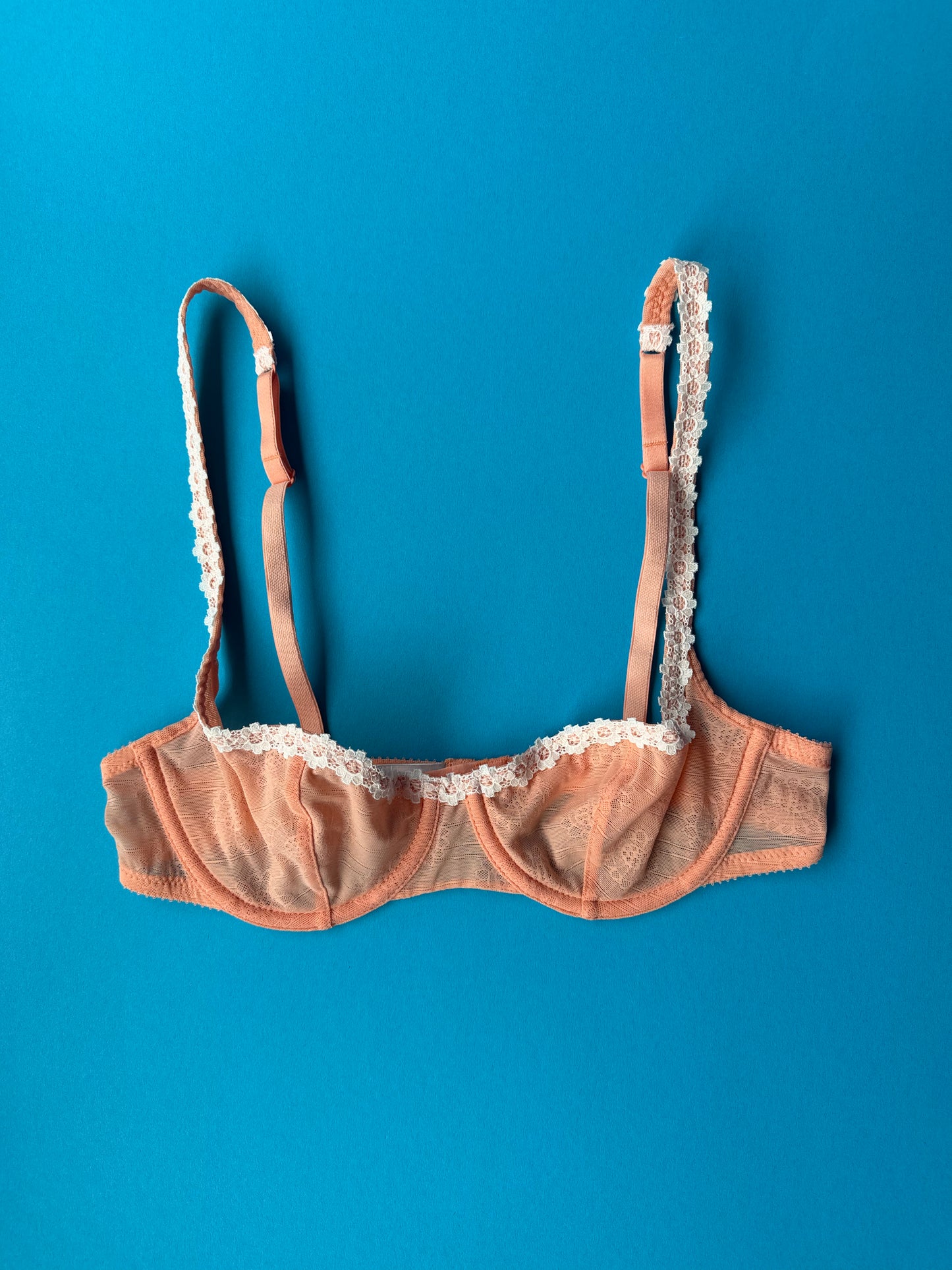 Yasmine Eslami: Tamara Flower Mesh Lace Balcony Bra - Orange Blossom