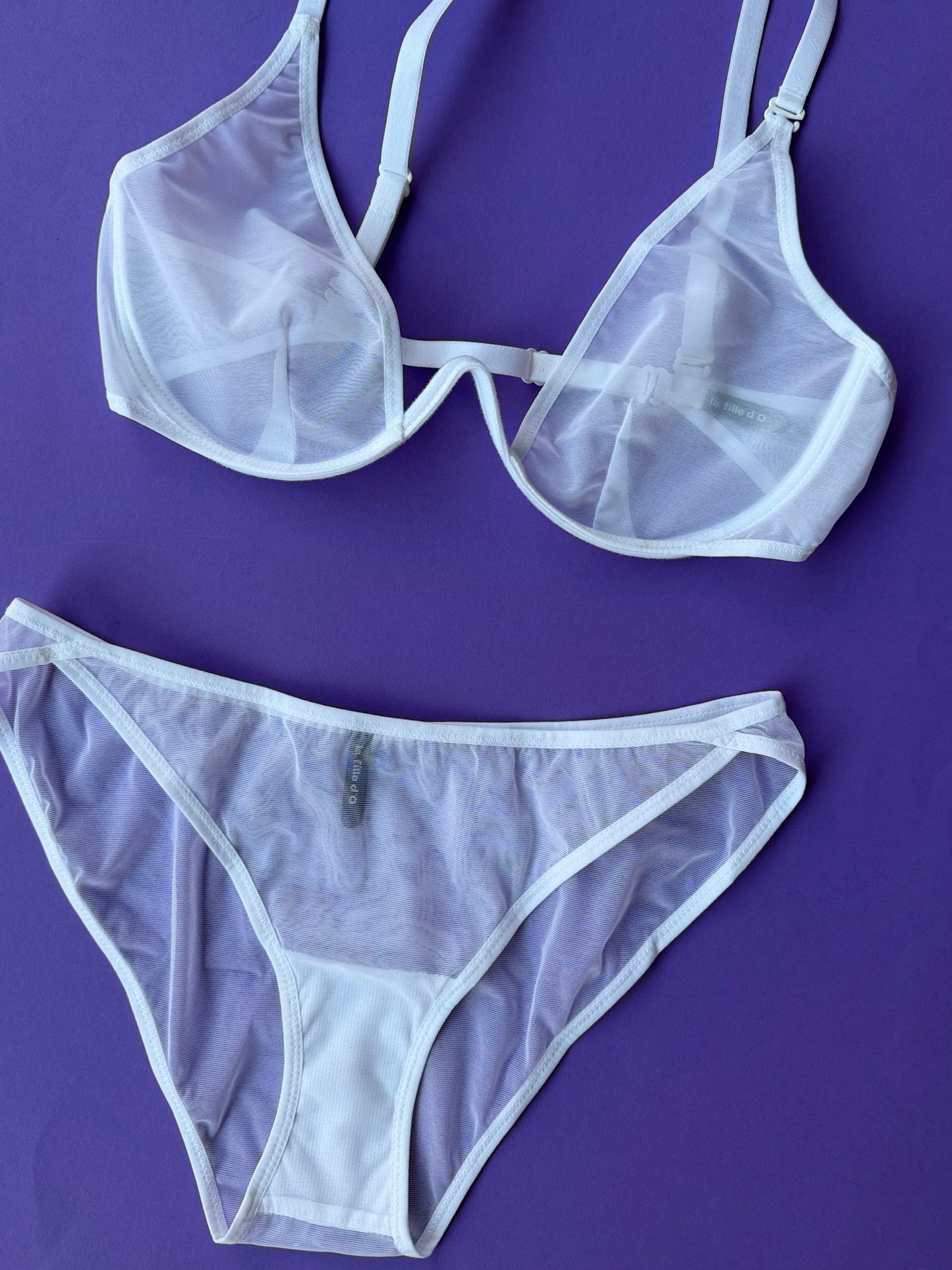 La Fille d'O: Precious Mesh Brief - White
