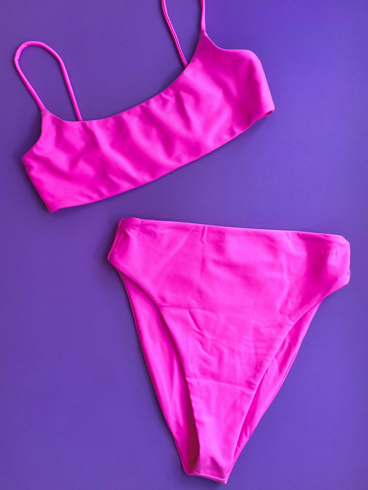 Jade Swim: Incline High Waisted Cheeky Bikini Bottom - Hot Pink
