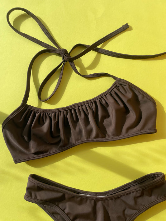 Belle Anna: Calla Halter Bikini Top - Carob
