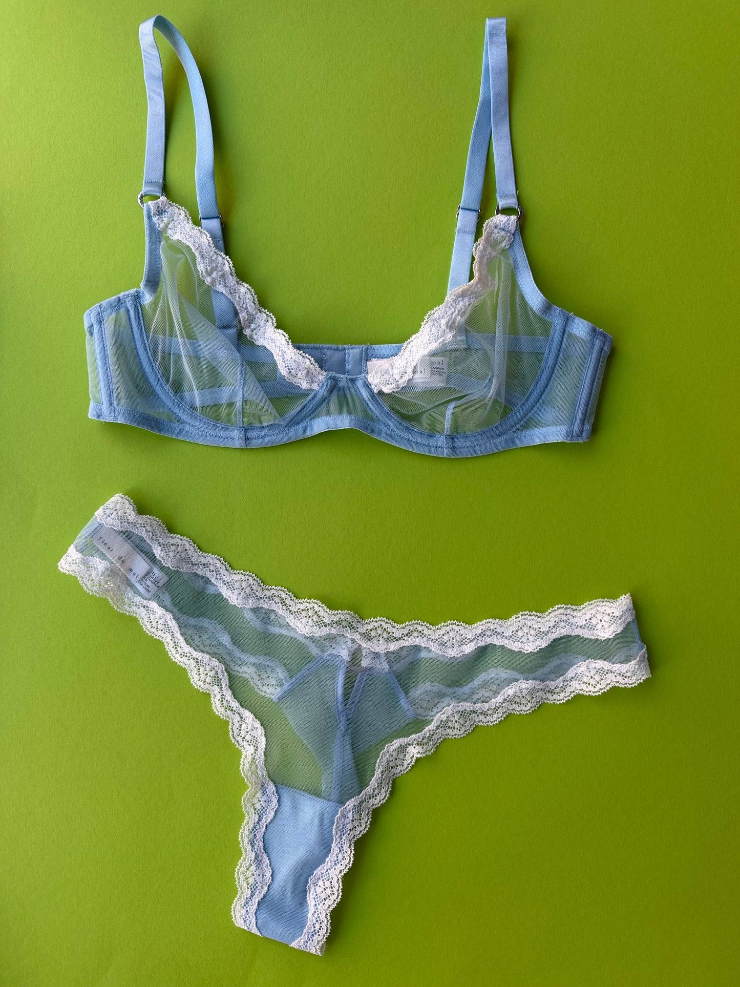 Fleur du Mal: Sheer Tulle Thong - Light Sky
