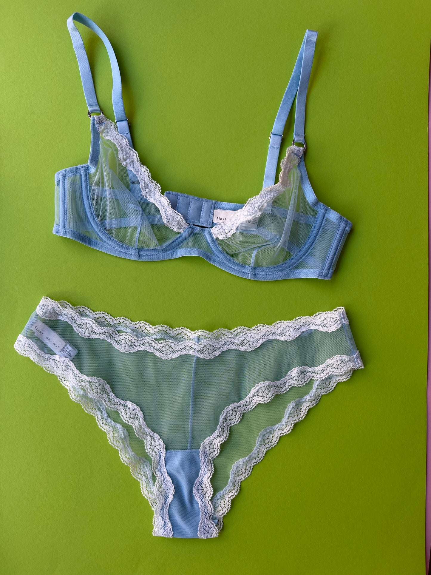 Fleur du Mal: Sheer Tulle Bikini - Light Sky