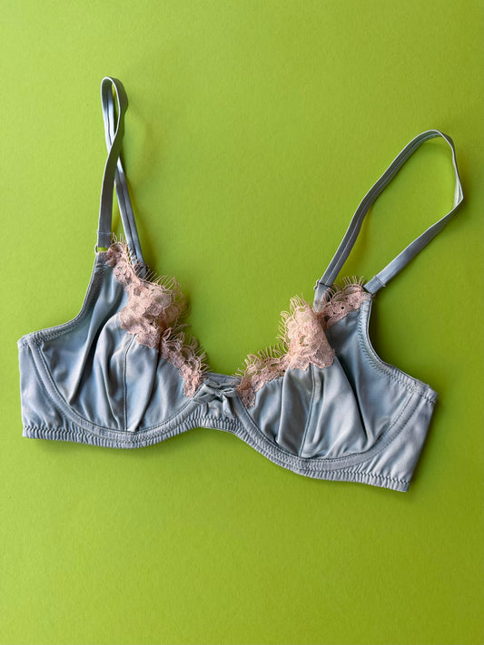 Fleur du Mal: Juliet Lace Demi Underwire Bra - Frosted Mint