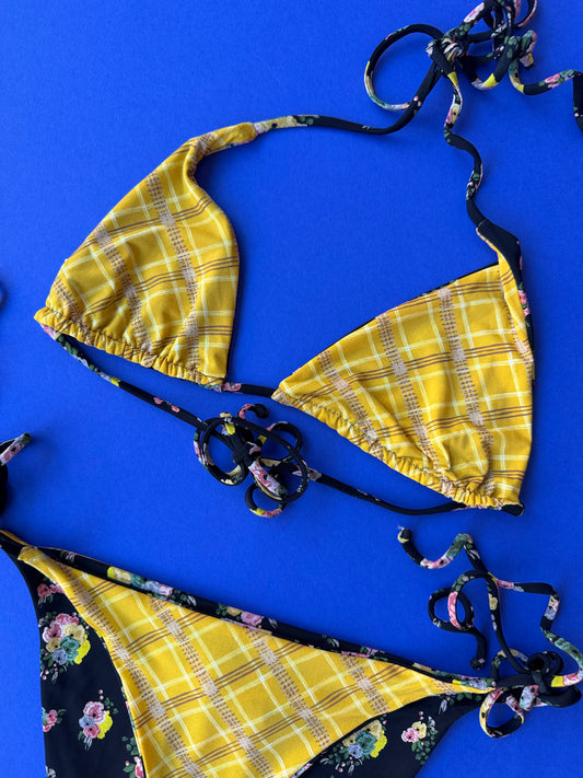 Siyu: Ruca Reversible Triangle Bikini Top - Goth Honey