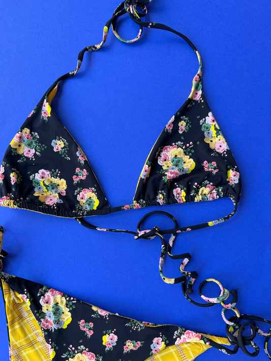 Siyu: Ruca Reversible Triangle Bikini Top - Goth Honey