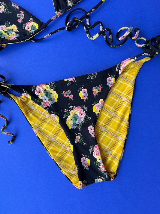 Siyu: Ruca Reversible Tie Side Bikini Bottom - Goth Honey