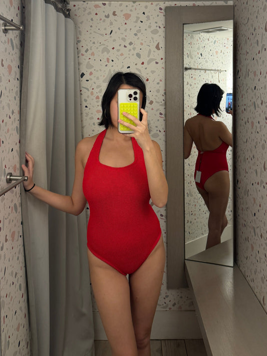 Hunza G: Sandy Halter One Piece - Red