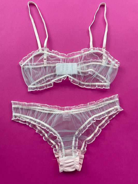 Miss Crofton: She's A Peach Mesh Bralette - Baby Blue