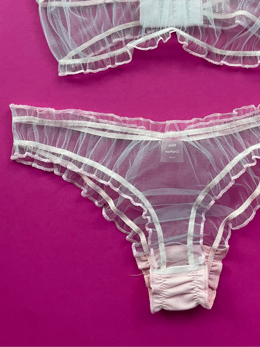 Miss Crofton: She's A Peach Mesh Tanga - Baby Blue