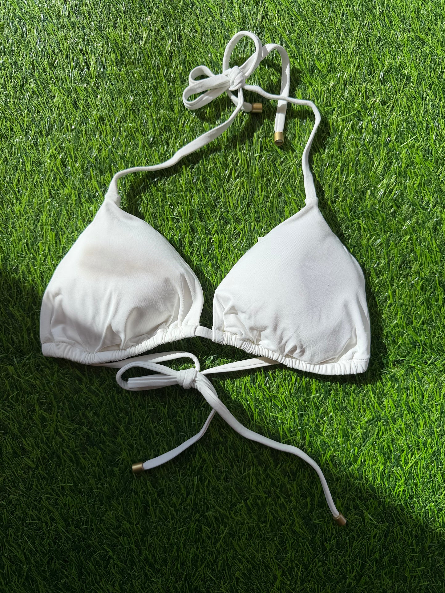 Vitamin A: Gia Padded Triangle Bikini Top - White