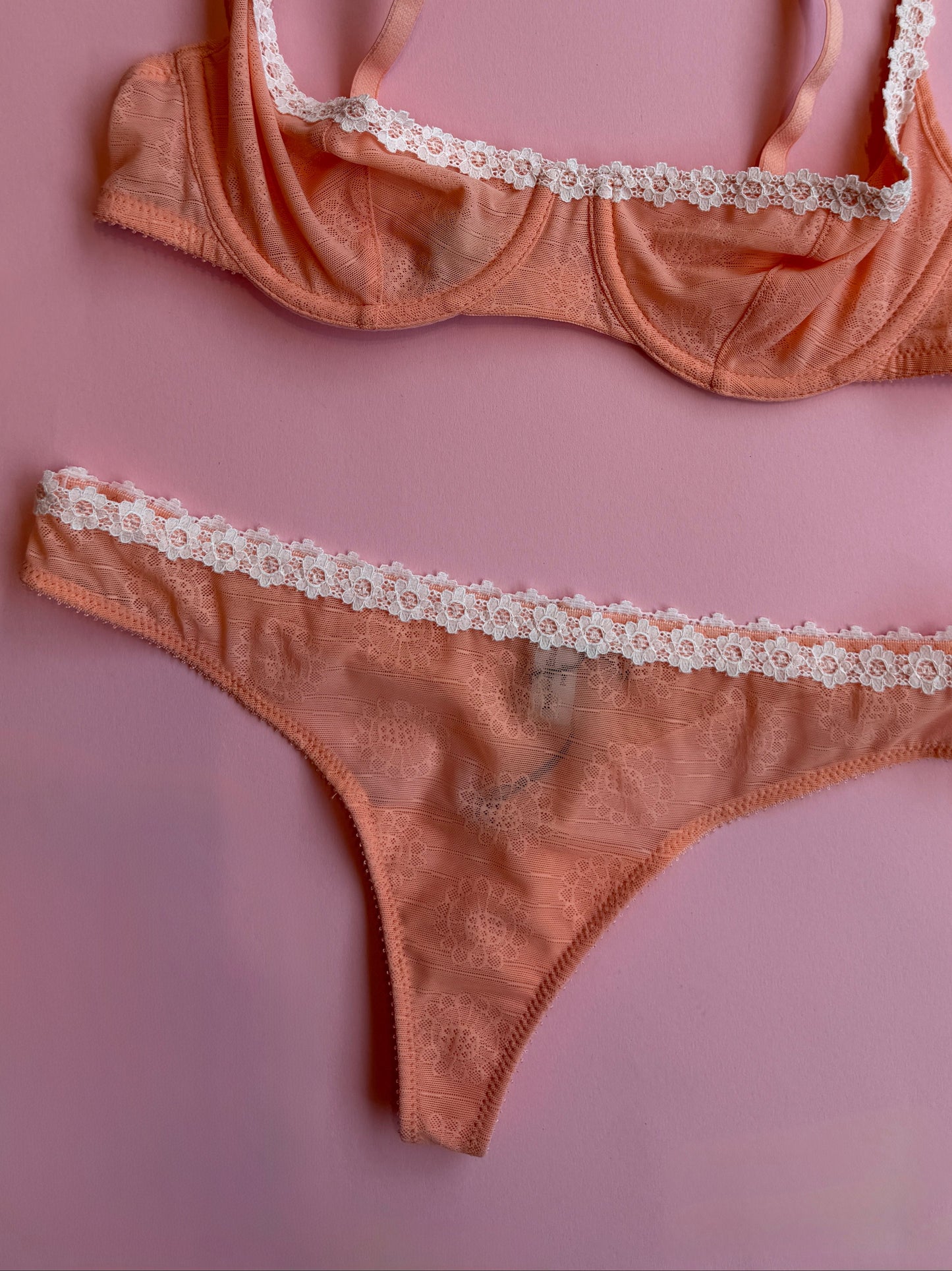 Yasmine Eslami: Tamara Flower Mesh Lace Thong - Orange Blossom