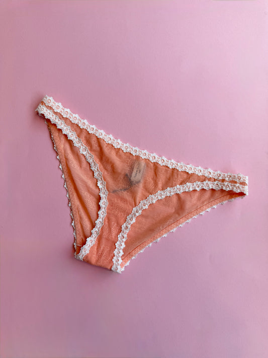 Yasmine Eslami: Tamara Flower Mesh Lace Panty - Orange Blossom