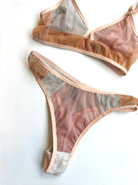 Bully Boy: Stevie Mesh Thong - Blush Combo