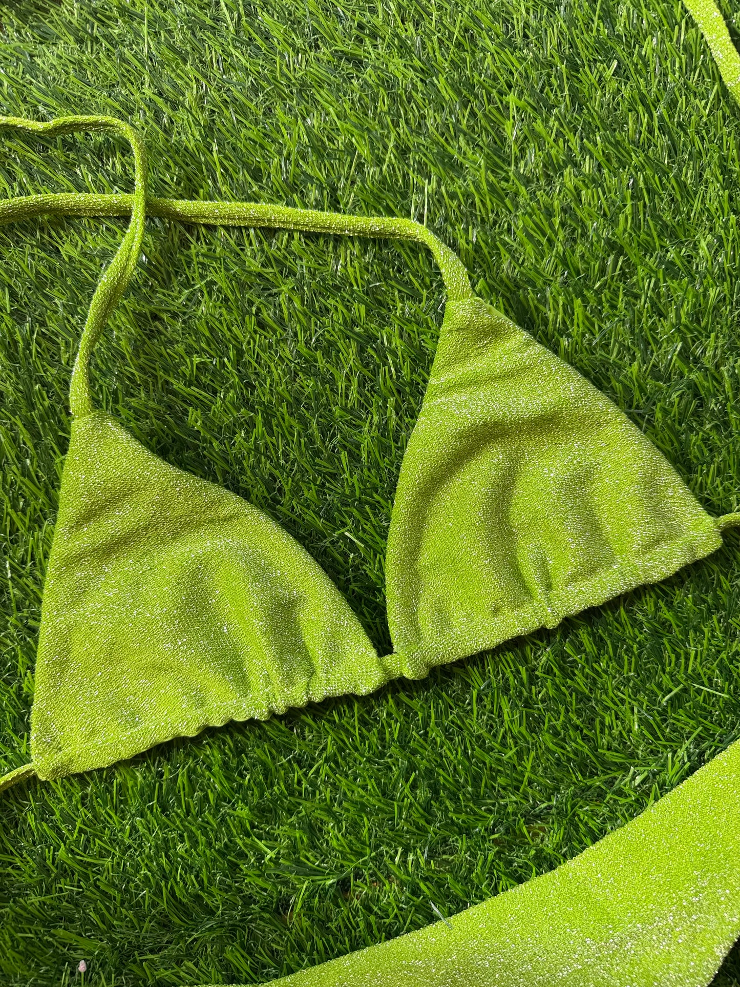 Mikoh: Ischia Minimal Triangle Bikini Top - Lurex Chartreuse