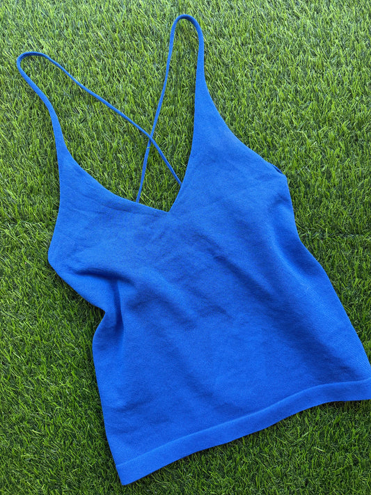 Ziah: Sheer Knit Cami - Electric Blue
