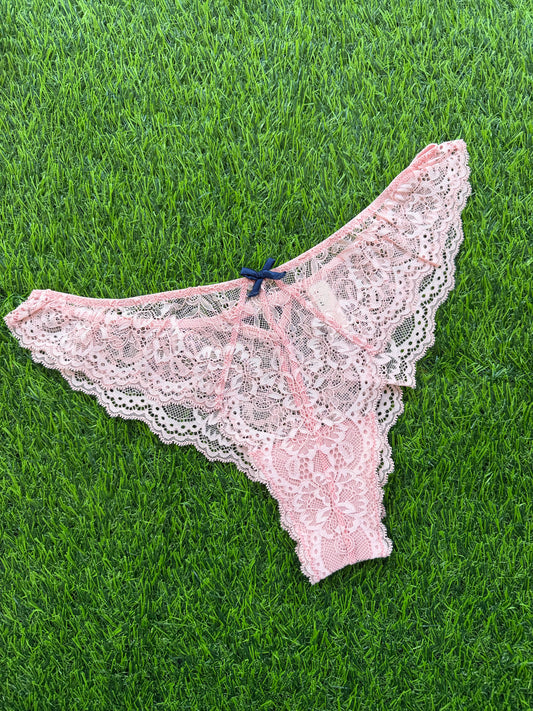 Fleur du Mal: Bianca Lace Cheeky Brief - Pink Lady