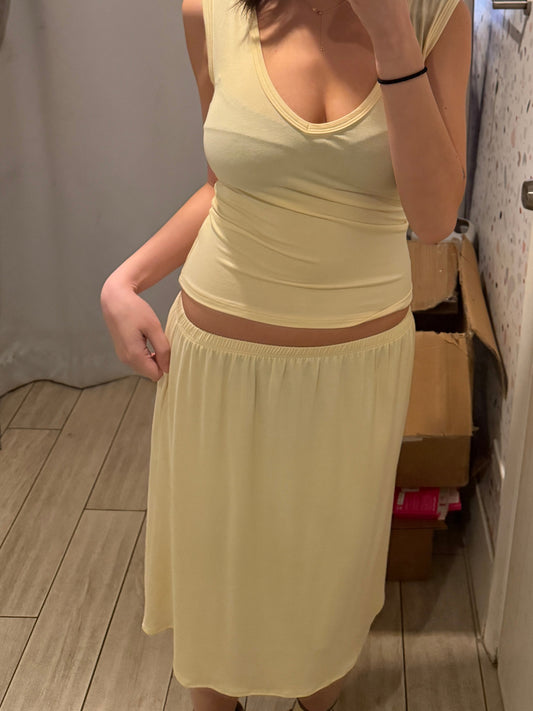 Kye Intimates: Recline Bamboo Skirt - Limoncello