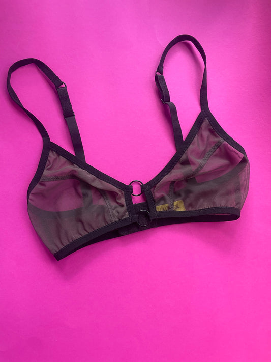 Kayleigh Peddie: Evan Mesh Bra with Rings - Charcoal