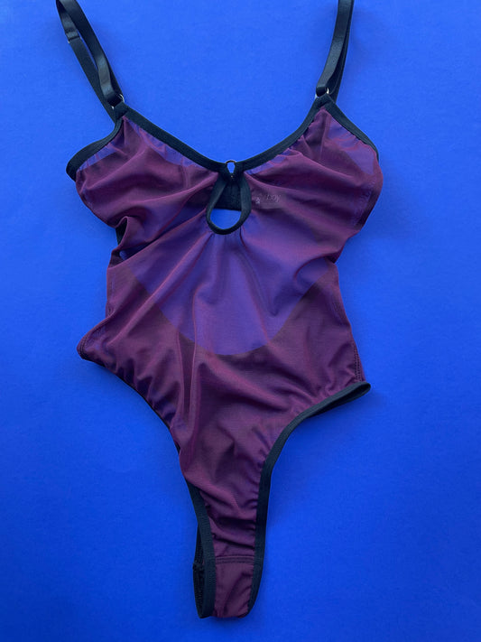 Bully Boy: Monique Mesh Keyhole Bodysuit - Wine