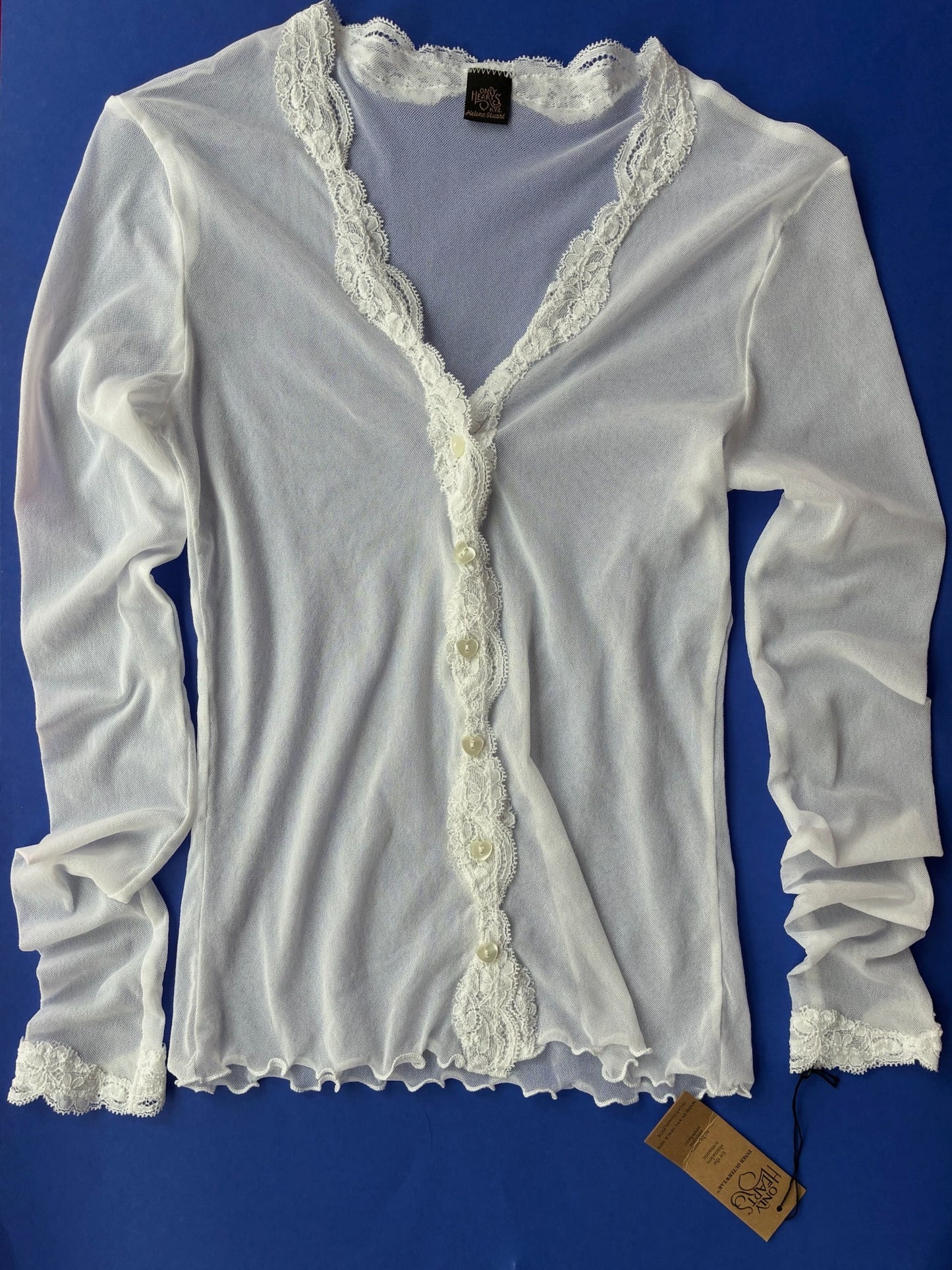 Only Hearts: Tulle with Lace Cardigan - White