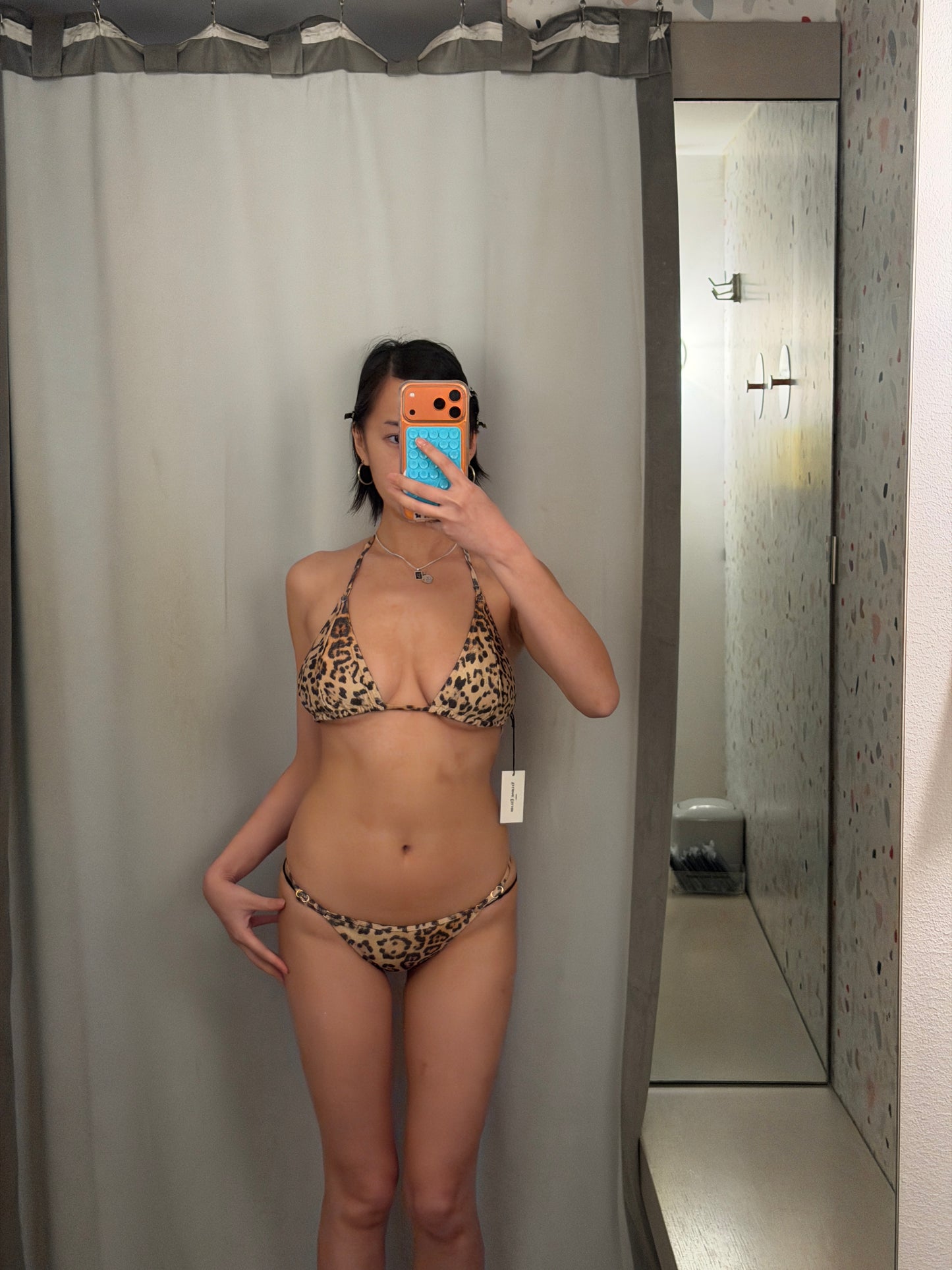 Yasmine Eslami: Mica Triangle Bikini Top - Leopard