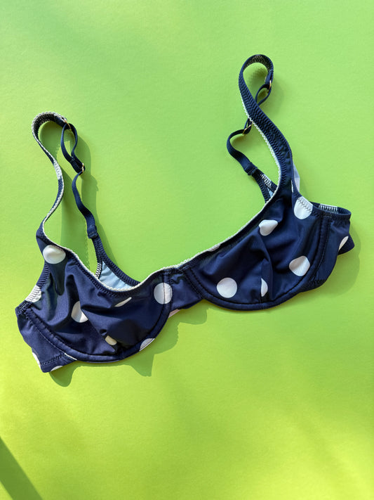 Fruity Booty: Polka Balconette Bra - Navy/White
