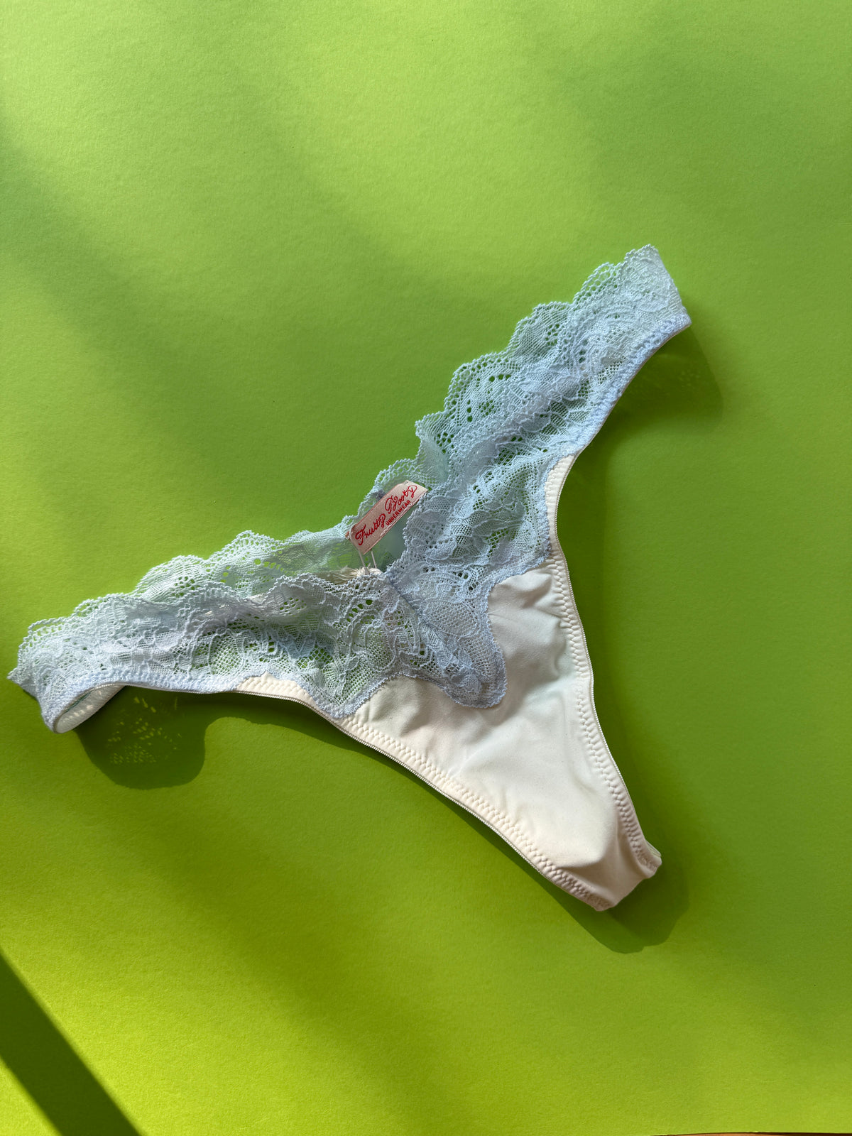 Fruity Booty: Lacie Micro Lace Thong - Ivory/Blue