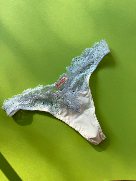 Fruity Booty: Lacie Micro Lace Thong - Ivory/Blue