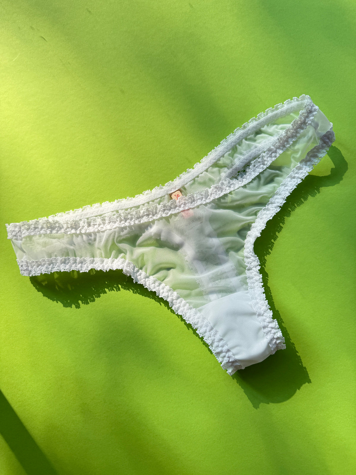 Fruity Booty: Moss Mesh Thong - White