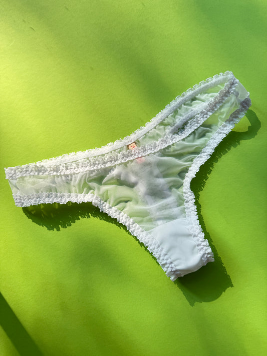 Fruity Booty: Moss Mesh Thong - White